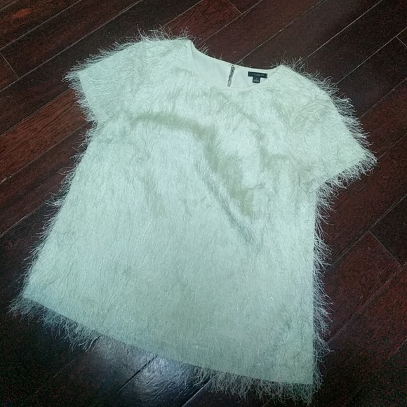 Ann Taylor Short Sleeve Fringe Top - Soft Mint - Picture 1 of 5